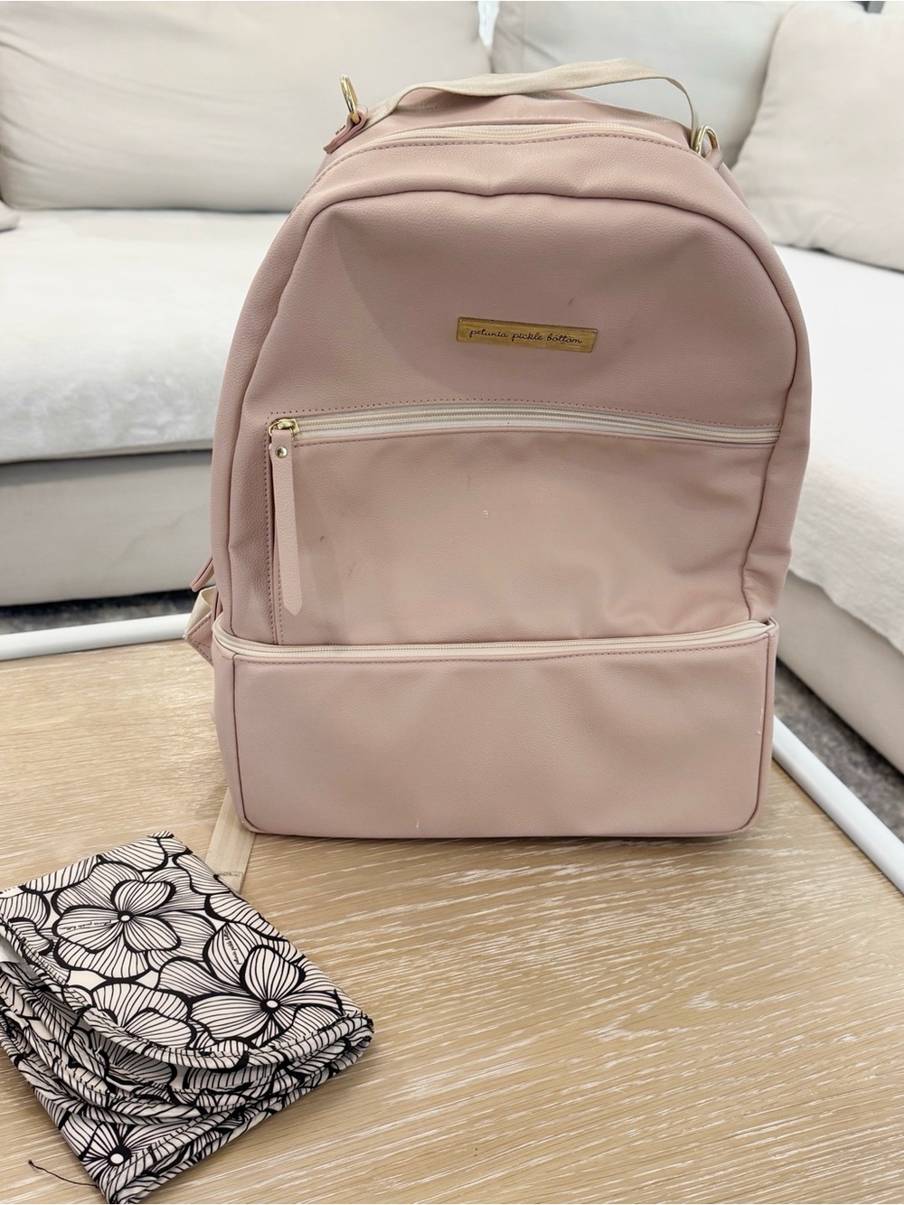 Petunia Pickle Bottom Blush Pink Backpack with Gold Accents